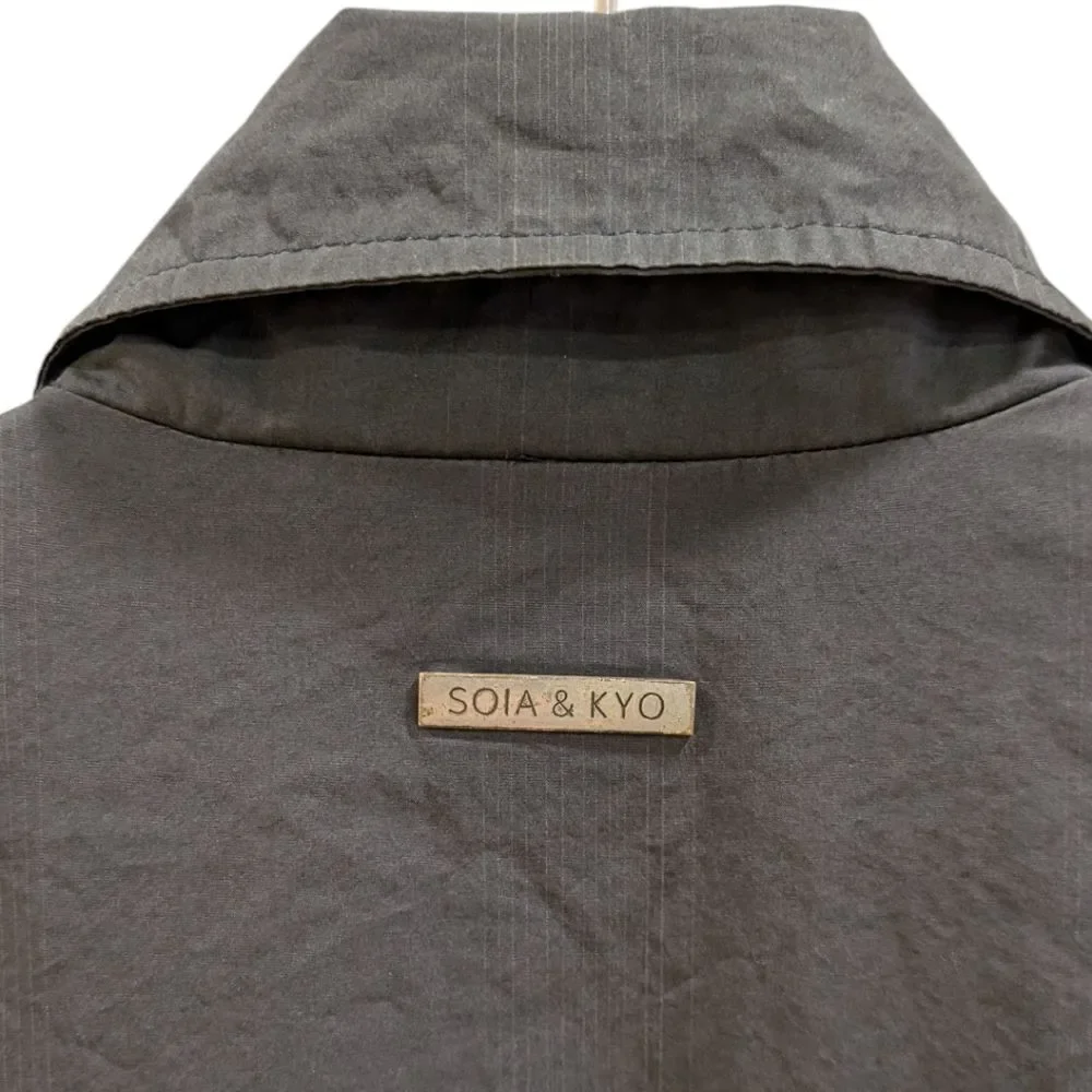 Soia & Kyo Lightweight Floral Lined Double Breasted Trench Coat - Black Size XS - Picture 6 of 9